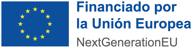 Logotipo de la Unión Europea con la frase "Financiado por la Unión Europea" y "NextGenerationEU", simbolizando el apoyo financiero para proyectos europeos.